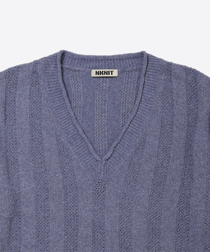 mesh rib v-neck knit_11