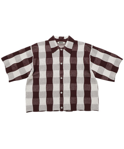 checker pattern KNIT shirt_8