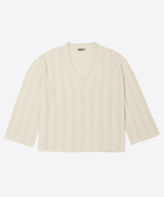 mesh rib v-neck knit_2