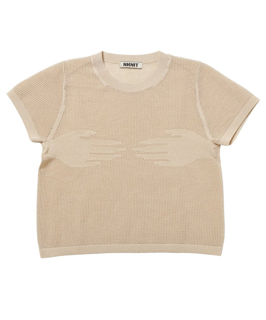 hand  pattern mesh KNIT T-shirt_2