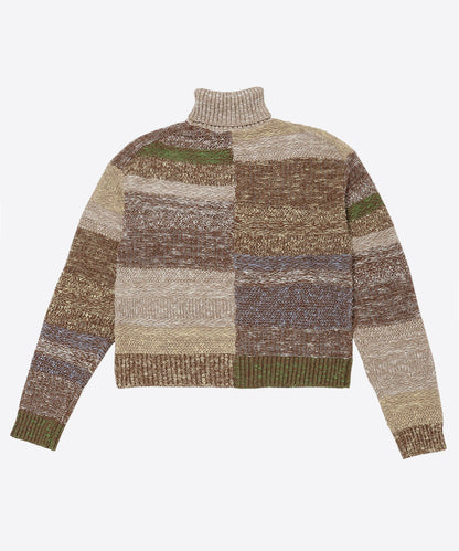 mix color high neck zip knit_13