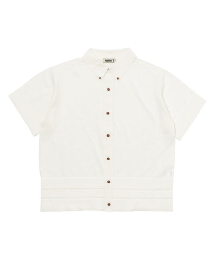 sheer wood button KNIT shirt_3