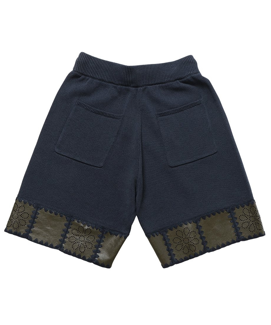 vegan leather/KNIT short pants_12