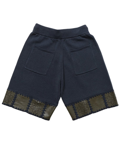 vegan leather/KNIT short pants_12