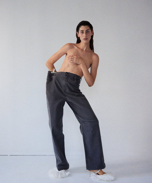 denim high waist long pants_2