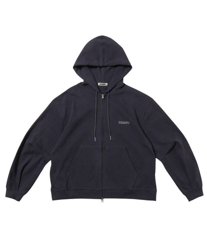 NKNIT logo embroidery ZIP hoodie CHARCOAL-GRAY_1