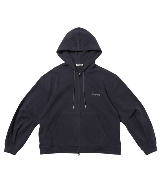 NKNIT logo embroidery ZIP hoodie CHARCOAL-GRAY_1