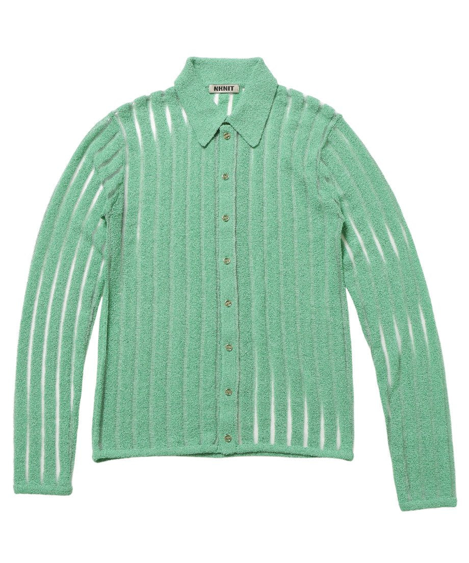 mesh stripe KNIT shirt_4