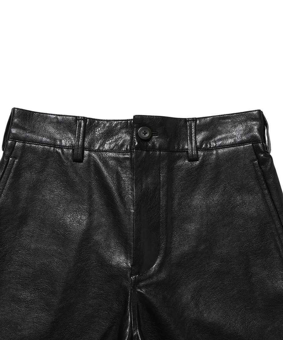 パンツ NKNIT vegan leather short pants black vegan leather short pants | NKNIT