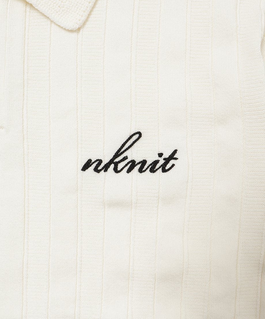 mix gauge logo NKNIT shirts ブラウン① mix gauge logo KNIT shirts – NKNIT