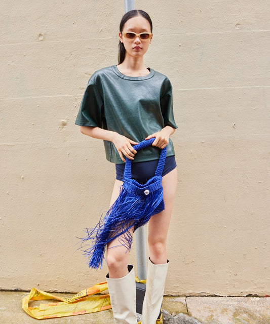 vegan leather short T-shirt_1