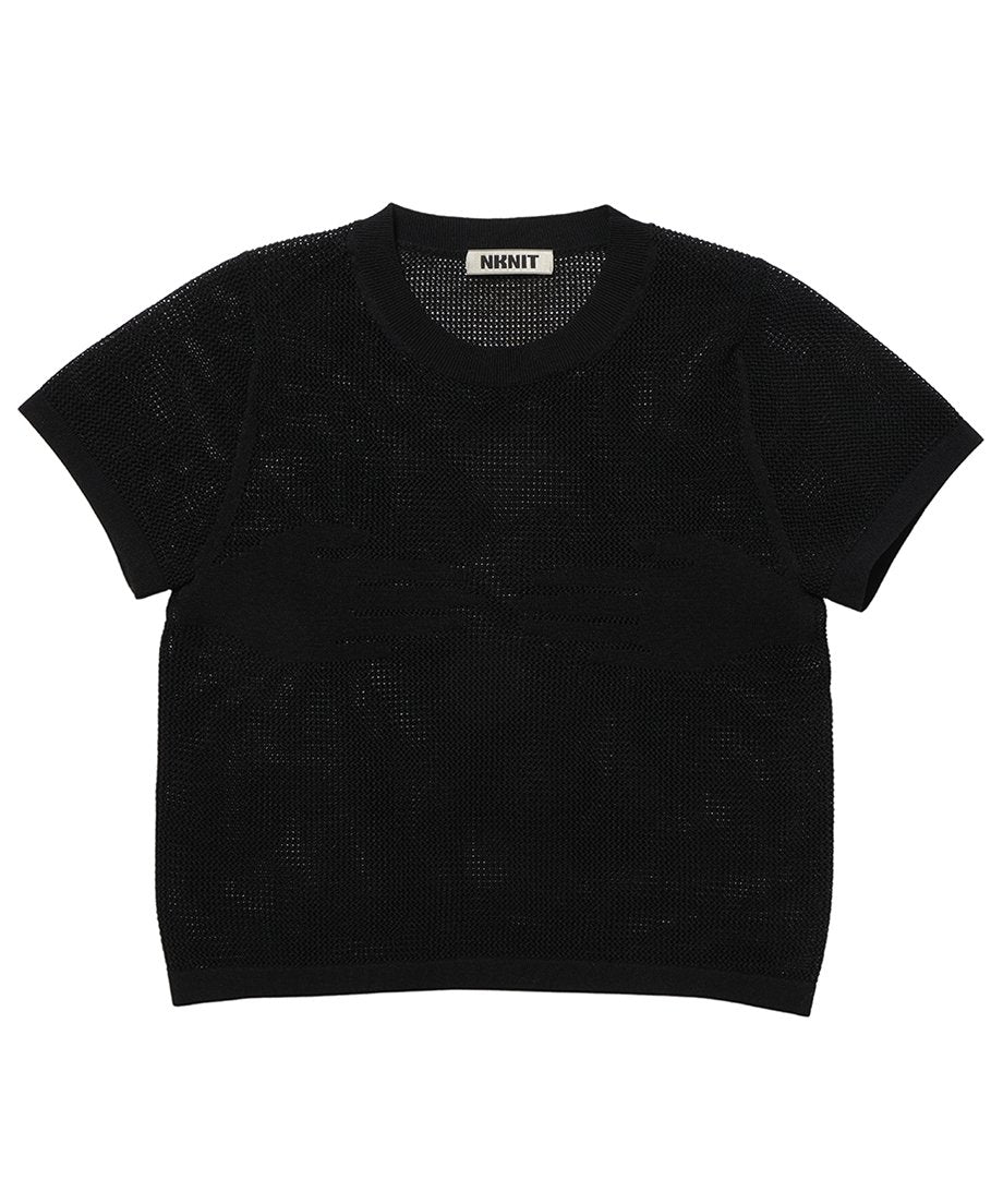 hand  pattern mesh KNIT T-shirt_4