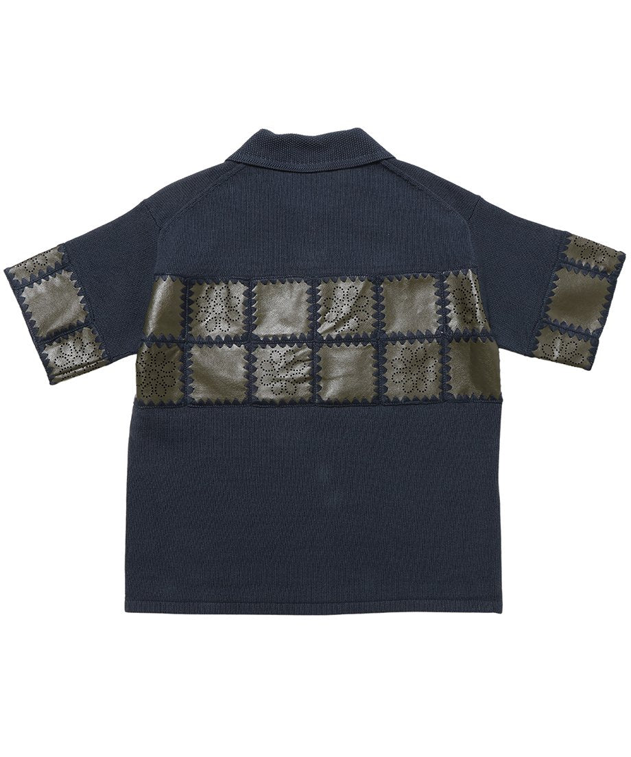 vegan leather/KNIT  shirt_11