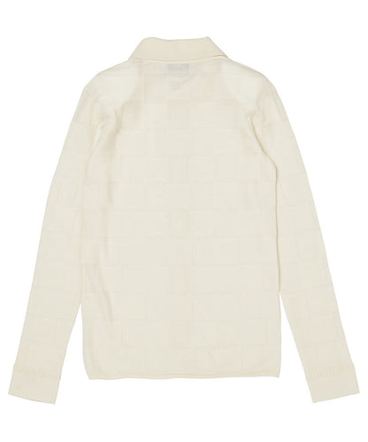 checker pattern shoulder pad  KNIT shirt_18
